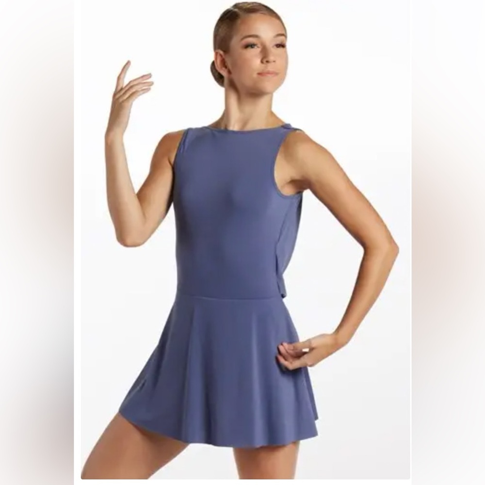 dancewear solutions 
matte jersey dress with drape
state blue/purple